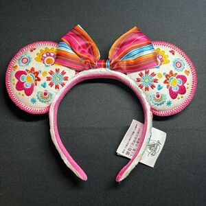 Disney Parks Epcot Mexican Pavilion Flowers Mickey Minnie Bow Ears Headband